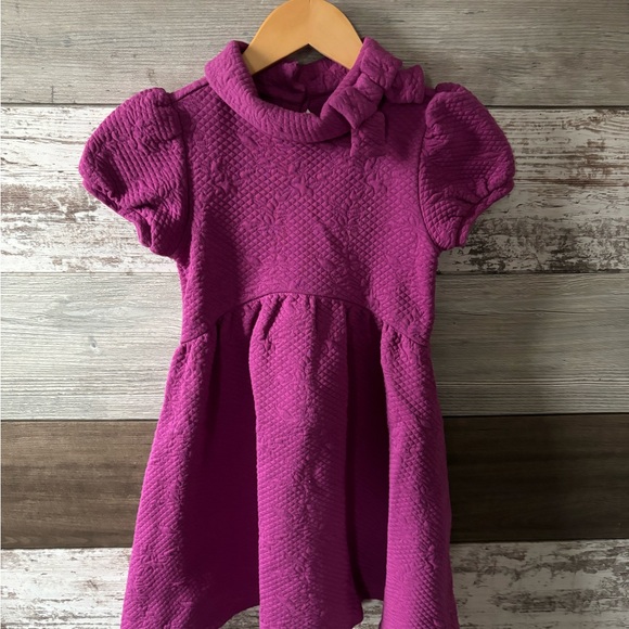 Janie and Jack Pink Puff Sleeve Mock Neck Dress - Picture 1 of 3